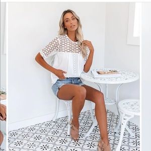 Vici RUSSIAN RIVER CROCHET PANEL BLOUSE